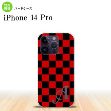 iPhone14 Pro iPhone14 Pro スマホケース 背面ケース ハードケース スクエア 黒 赤 +アルファベット 2022年 9月発売 nk-i14p-763i