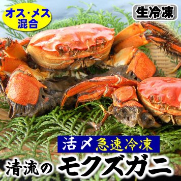 天然　モクズガニ（生冷凍）雌雄混合　約1ｋｇ前後（6-10匹前後）※大小混ざり【国産（兵庫県産）】（ツガニ、ケガニ、カワガニ、ヤマタロウガニ、もくずがに、川がに）　送料無料　※北海道、東北、沖縄は送料別途加算
