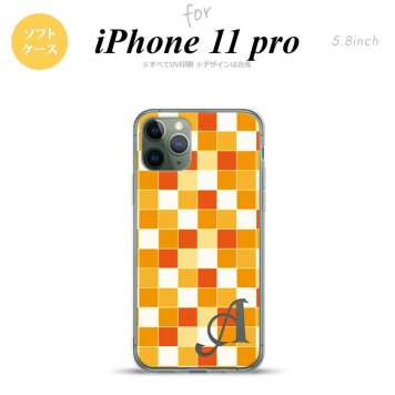 iPhone11Pro iPhone11 Pro スマホケース ソフトケース スクエア モザイク オレンジ +アルファベット メンズ レディース nk-i11p-tp1015i