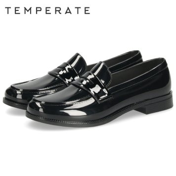 TEMPERATE テンパレイト EATHAN イーサン レインシューズ レディース 完全防水 ローファー 2cmヒール ローヒール 歩きやすい 滑りにくい 光沢感 シンプル きれいめ