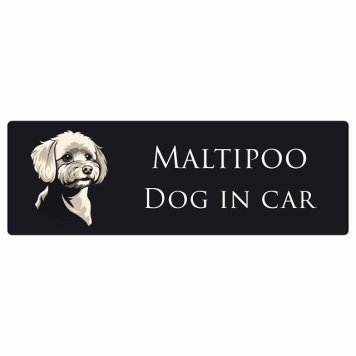 ドッグ カーステッカー イラスト付 Dog in Car マルプー Bタイプ セーフティサイン 犬種別 長方形 15x5cm シール リア あおり運転対策 Dog Sticker 屋外 屋内 防水 かわいい おしゃれ 安全対策 カーサイン