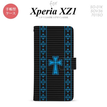 【手帳型 スマホ カバー ケース】【SO01K】【エクスペリア XZ1】手帳型 ケース SO-01K スマホ カバー Xperia XZ1 エクスペリア ゴシック 黒×水色 nk-004s-so01k-dr1009【メール便送料無料】