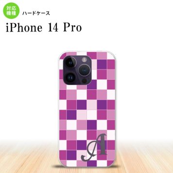 iPhone14 Pro iPhone14 Pro スマホケース 背面ケース ハードケース スクエア モザイク 紫 +アルファベット 2022年 9月発売 nk-i14p-1019i