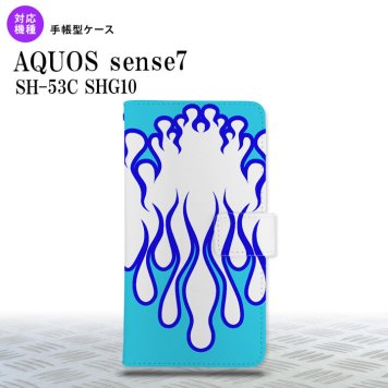 sense7 sense7 手帳型スマホケース カバー ファイヤー 炎 白 青 2022年 11月発売 nk-004s-sens7-dr1308