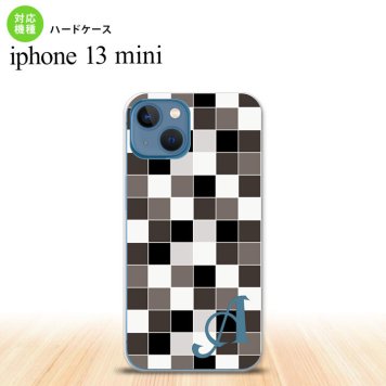 iPhone13mini iPhone13 mini ケース ハードケース スクエア モザイク グレー +アルファベット  nk-i13m-1016i