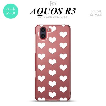 SH-04L SHV44 R3 AQUOS R3 スマホケース カバー ハート A 白 nk-r3-019