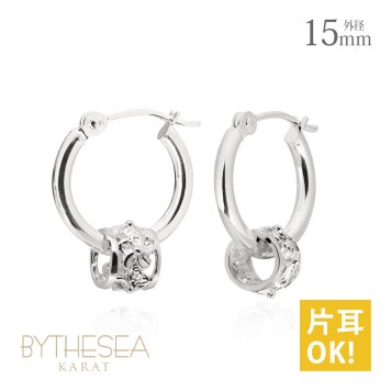 ハワイアンジュエリー フープピアス ピアス ホワイトゴールド ピアス 外径15mm クロッシングピアス ハイビスカス 透かし バレル 樽 ゴールド 片耳 1個 購入可 K14ホワイトゴールド 14K 20G ゲージ 彼女 妻 女性 レディース プレゼント ハロウィン 【品番：GE222W】