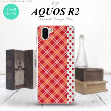 AQUOS R2 アクオス アール2 SH-03K SHV42 専用 スマホケース カバー ハードケース タータン・ドット 赤 nk-r2-1531[スマホ,スマホケース,スマホカバー,ケース,カバー,ジャケット]