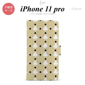 iPhone11Pro iPhone11 Pro 手帳型スマホケース カバー トランプ クラブ ベージュ 白  nk-004s-i11p-dr535