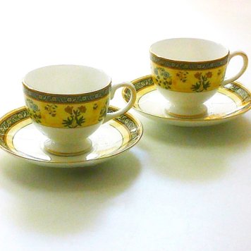 ウェッジウッドWEDGWOOD　インディアINDIA　兼用カップ＆ソーサー　ペア（ペアブランドボックス付き）【御結婚御祝・内祝・新築御祝・還暦御祝・御礼・寿・ギフト包装可能】