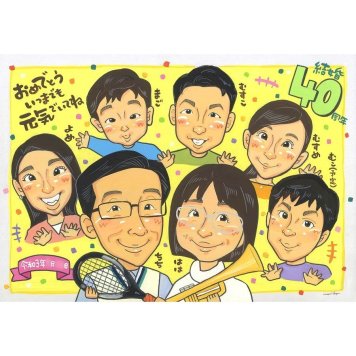 結婚記念日 似顔絵 ギフト 名入れ 手描き プレゼント 贈り物 ルビー婚式 結婚記念日 結婚40周年 お祝い 記念日 大人数 夫婦 両親 ご夫婦 お父さん 家族 下書き確認 名入れ 修正無料 そっくり かわいい 親孝行 似てる 思い出 感謝 40周年 記念 節目 一生もの 宝物 笑顔 喜ばれる 実績多数 感動 サプライズ オーダーメイド 記念品 冬 卒業 祝い