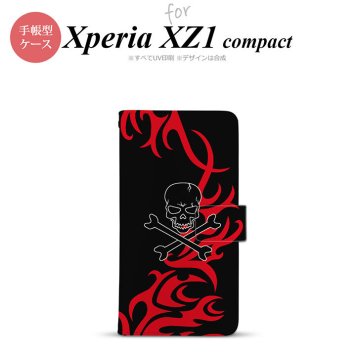 【手帳型 スマホ カバー ケース】【SO02K】【エクスペリア XZ1】手帳型 ケース SO-02K スマホ カバー Xperia XZ1 Compact エクスペリア ドクロ黒 赤 nk-004s-so02k-dr868【メール便送料無料】
