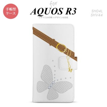 SH-04L/SHV44 AQUOS R3 手帳型スマホケース カバー バタフライ 蝶 クリア  nk-004s-r3-dr323