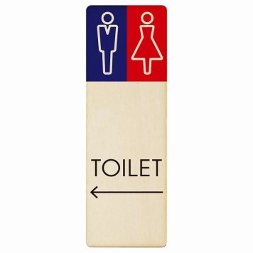 トイレ プレート 木製 男女 L1 左 矢印 長方形 縦書き 9x27cm 方向案内 進路ドア サインステッカー ピクトサイン トイレマーク表示 案内 注意 施設 御手洗 TOILET おしゃれ シンプル 安全対策