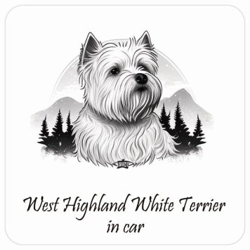 ドッグ カーステッカー イラスト付 Dog in Car ウェストハイランドホワイトテリア B タイプ セーフティサイン 犬種別 正方形 13x13cm シール リア あおり運転対策 Dog Sticker 屋外 屋内 防水 かわいい おしゃれ 安全対策 カーサイン