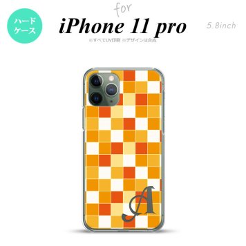 iPhone11Pro iPhone11 Pro スマホケース ハードケース スクエア モザイク オレンジ +アルファベット メンズ レディース nk-i11p-1015i