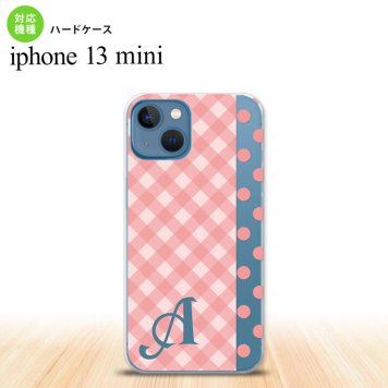 iPhone13mini iPhone13 mini ケース ハードケース チェック ドット ピンク +アルファベット  nk-i13m-1521i