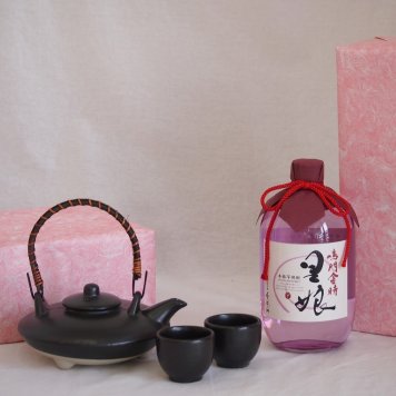 国産美濃焼 黒千代香2合セット2客ツル付(450g)太閤酒造場 本格芋焼酎鳴門金時里娘 (徳島県)  720ml