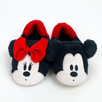ディズニー ミッキー & ミニー あったか クニャック スリッパ パブーシュ ボア素材 ウィンター