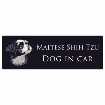 ドッグ カーステッカー イラスト付 Dog in Car マルシーズー Bタイプ セーフティサイン 犬種別 長方形 20x6.7cm シール リア あおり運転対策 Dog Sticker 屋外 屋内 防水 かわいい おしゃれ 安全対策 カーサイン