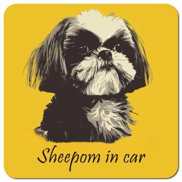 イラスト付 Dog in Car シーポメ Aタイプ カーサイン 車 マグネットステッカー 犬 マグネット 強力 13x13cm 正方形 おしゃれ かわいい ドラレコステッカー 安全対策 危険運転 煽り運転 アニマル 動物 犬種別 屋外 防水 屋内