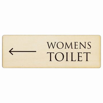 トイレ プレート 木製 WOMENS 文字タイプ ナチュラル ブラック 左 矢印 長方形 27x9cm方向案内 進路ドア サインプレート ピクトサイン トイレマーク表示 案内 注意 施設 御手洗 TOILET おしゃれ シンプル 安全対策