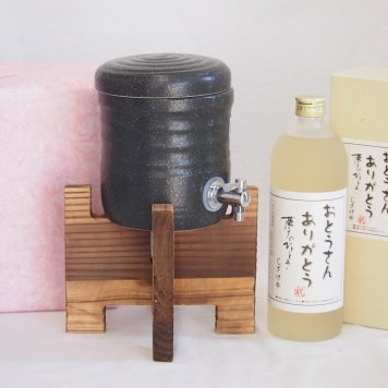 国産美濃焼 天正黒釉焼酎サーバー1200cc木代付セット(13.5×15.5cm 1.6キロ)6