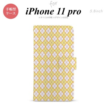 iPhone11Pro iPhone11 Pro 手帳型スマホケース カバー アーガイル 黄 紫  nk-004s-i11p-dr1405