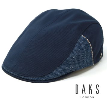 DAKS ハンチング 大きいサイズ メンズ ダックス ブランド 帽子 ハンチング帽 紳士帽子 春夏 コットン 切り替え daks サイズ調整可能 M L LL 紺 ネイビー 父の日 ギフト 男性 誕生日 プレゼント 帽子通販 敬老の日 ラッピング