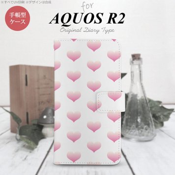 SH-03K/SHV42/706SH AQUOS R2 手帳型スマホケース カバー ハート ピンク  nk-004s-r2-dr018