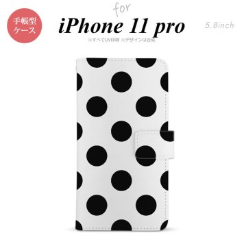 iPhone11Pro iPhone11 Pro 手帳型スマホケース カバー ドット 水玉 黒  nk-004s-i11p-dr001