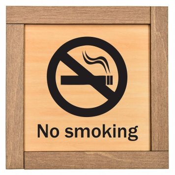 No smoking C 木枠付 木製プレート サインプレート ドアプレート ピクトサイン 四角形 禁止 迷惑行為 飲食 立入 撮影 近づくな 開放 駐車 スマホ No smoking トイレ 禁煙 触れないで ゴミ捨て ペット 安全対策