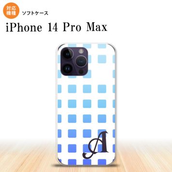 iPhone14 ProMax iPhone14 Pro Max スマホケース 背面ケースソフトケース スクエア ドット 青 +アルファベット 2022年 9月発売 nk-i14pm-tp1366i