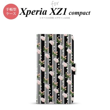 【手帳型 スマホ カバー ケース】【SO02K】【エクスペリア XZ1】手帳型 ケース SO-02K スマホ カバー Xperia XZ1 Compact エクスペリア レース・バラ 黒 nk-004s-so02k-dr259【メール便送料無料】