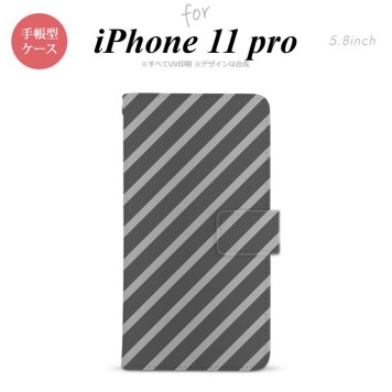 iPhone11Pro iPhone11 Pro 手帳型スマホケース カバー ストライプ グレー  nk-004s-i11p-dr711