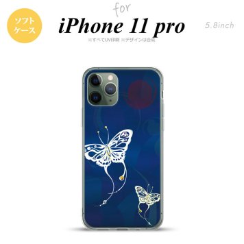 iPhone11Pro iPhone11 Pro スマホケース ソフトケース 蝶 和柄 青 メンズ レディース nk-i11p-tp1551
