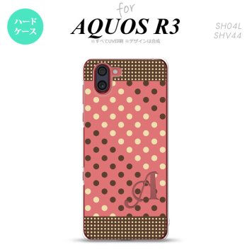 SH-04L SHV44 R3 AQUOS R3 スマホケース カバー ドット 水玉 C 赤 茶 +アルファベット nk-r3-1645i