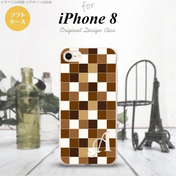 【iPhone8】【スマホケース/スマホカバー】【アイフォン8】iPhone8 スマホケース ケース アイフォン8 イニシャル スクエア 茶 nk-ip8-tp1021ini【メール便送料無料】