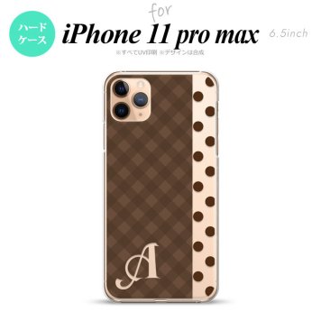 iPhone11ProMax iPhone11pro max スマホケース ハードケース チェック ドット 茶 +アルファベット メンズ レディース nk-i11pm-1525i