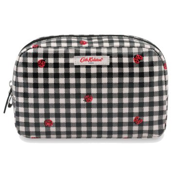 キャスキッドソン Cath Kidston ポーチ 985321 105958417970102 CLASSIC COSMETIC CASE LADYBUG GINGHAM クラシック コスメティック ケース 化粧ポーチ レディバグ ギンガム STONE CHARCOAL チャコール系ギンガムチェック＋てんとう虫柄