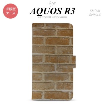 SH-04L/SHV44 AQUOS R3 手帳型スマホケース カバー ピクチャ レンガ 茶  nk-004s-r3-dr732