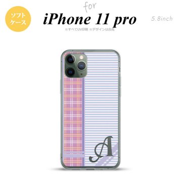 iPhone11Pro iPhone11 Pro スマホケース ソフトケース チェック ボーダー 紫 +アルファベット メンズ レディース nk-i11p-tp1601i