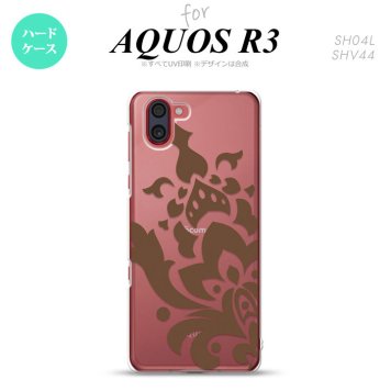 SH-04L SHV44 R3 AQUOS R3 スマホケース カバー ダマスク C 茶 nk-r3-1031