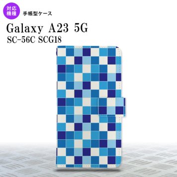 Galaxy A23 GalaxyA23 手帳型スマホケース カバー スクエア モザイク 青 2022年 10月発売 nk-004s-a23-dr1020