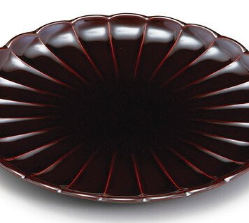 6寸菊皿　溜 インテリア 漆器 盆 カタログギフト 景品 粗品