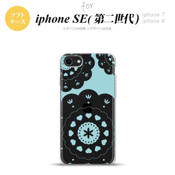 iPhoneSE 2 第二世代 iPhone8&iPhone7 共用 スマホケース 背面カバー ソフトケース レース クリア 緑 おしゃれ かわいい かっこいい メンズ レディース nk-ise2-tp1483