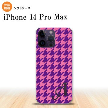 iPhone14 ProMax iPhone14 Pro Max スマホケース 背面ケースソフトケース 千鳥 格子 大 紫 +アルファベット 2022年 9月発売 nk-i14pm-tp922i