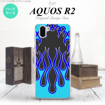 AQUOS R2 アクオス アール2 SH-03K SHV42 専用 スマホケース カバー ハードケース ファイヤー 黒×青 nk-r2-1303[スマホ,スマホケース,スマホカバー,ケース,カバー,ジャケット]