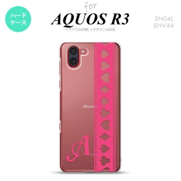 SH-04L SHV44 R3 AQUOS R3 スマホケース カバー トランプ 帯 ピンク クリア +アルファベット nk-r3-530i