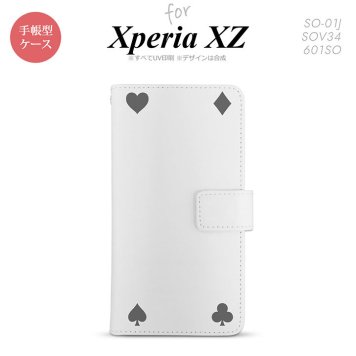 【手帳型 スマホ カバー ケース】【SO01J】【エクスペリア XZ 】手帳型 ケース SO-01J スマホ カバー XPERIA XZ エクスペリア トランプ(四隅) グレー nk-004s-so01j-dr521【メール便送料無料】